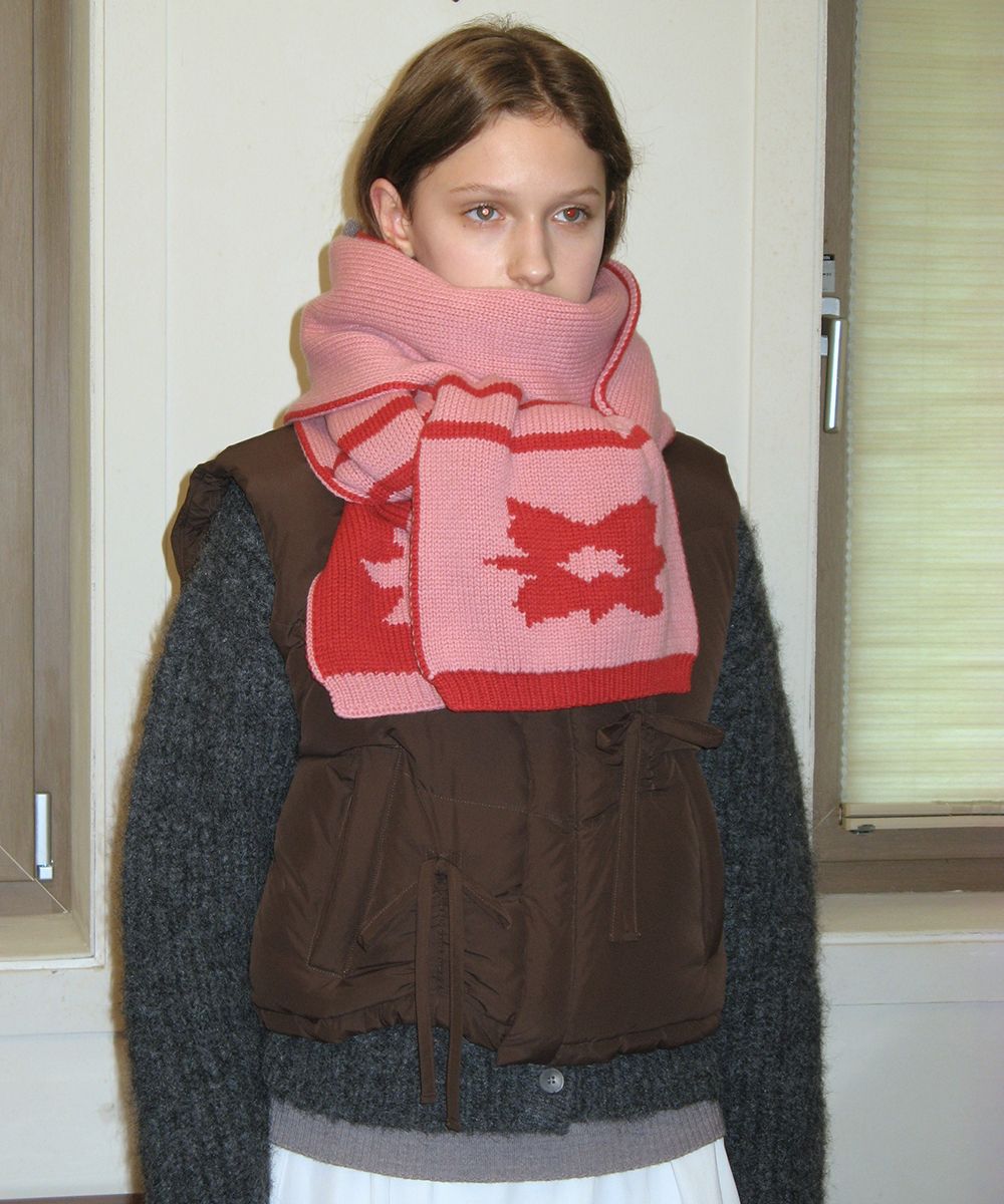 MUSINSA | SINOON FLOWER JACQUARD MUFFLER (PINK)