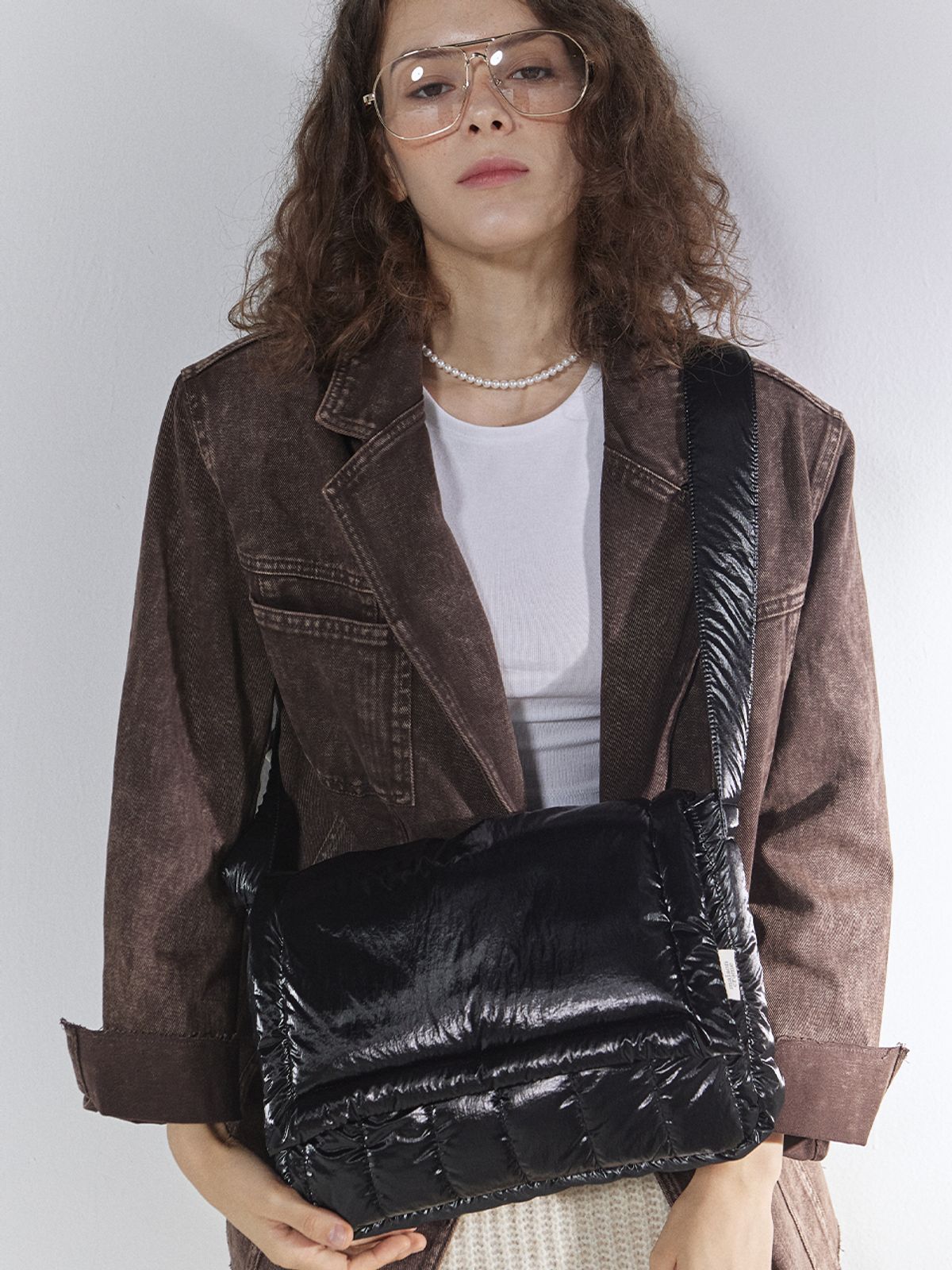 메종크렘(MAISON CREME) Canele Padding bag_ L size_Black