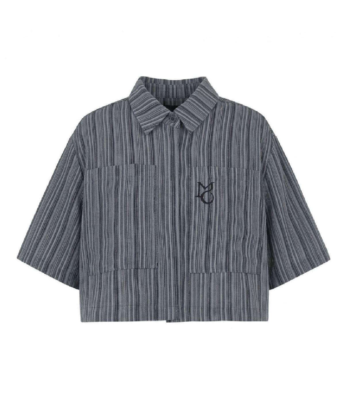 무아르모아(MOIREMOA) dotted S/T crop shirt - black