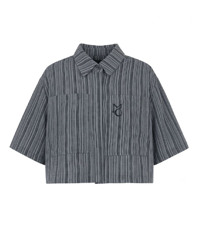 dotted S/T crop shirt - black