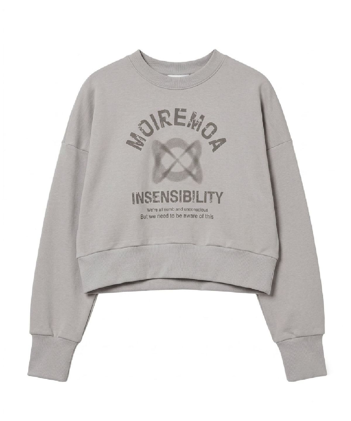 무아르모아(MOIREMOA) Fade crop sweatshirt -gray