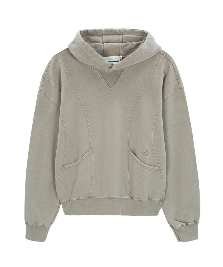 WASHED PANELLED HOODIE (BEIGE)