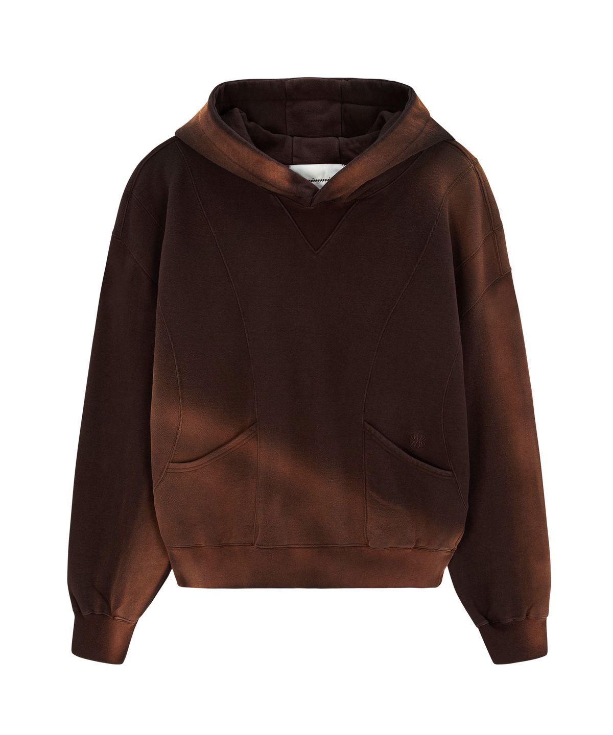 언지미크(UNGIMMICK) WASHED PANELLED HOODIE (BROWN)