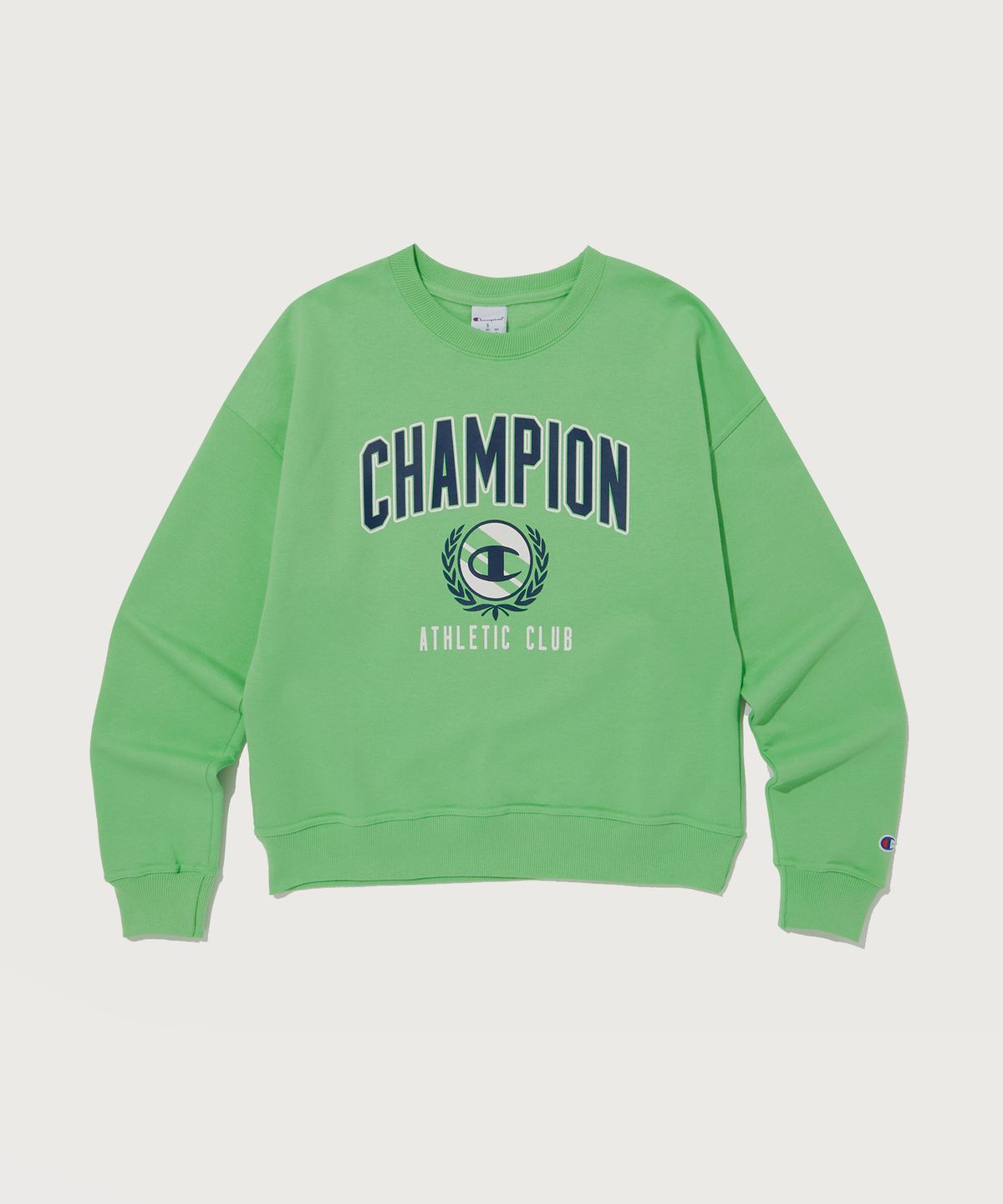 챔피온(CHAMPION) 여성 POWERBLEND® 기모 그래픽 크루넥 스웨트셔츠 Normal Green