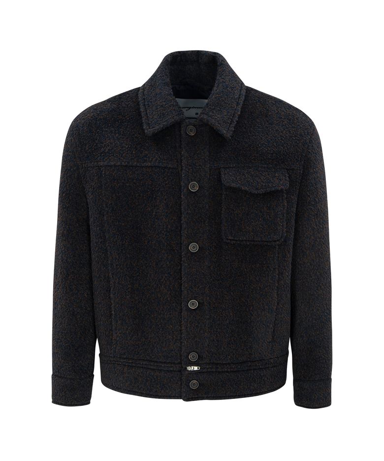 TWO TONE ALPACA WOOL JACKET (NAVY BROWN)