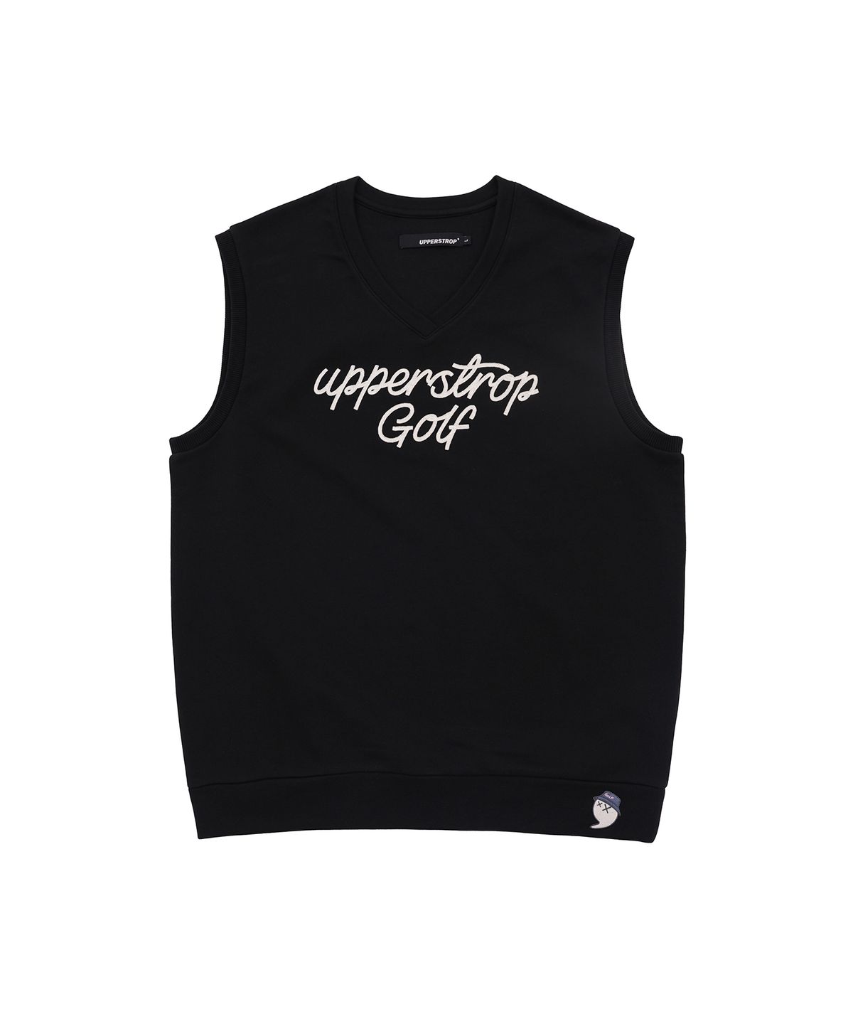 어퍼스트롭 골프(UPPERSTROP GOLF) [UP3106] UPST GOLF 레터링 로고 브이넥 베스트 블랙
