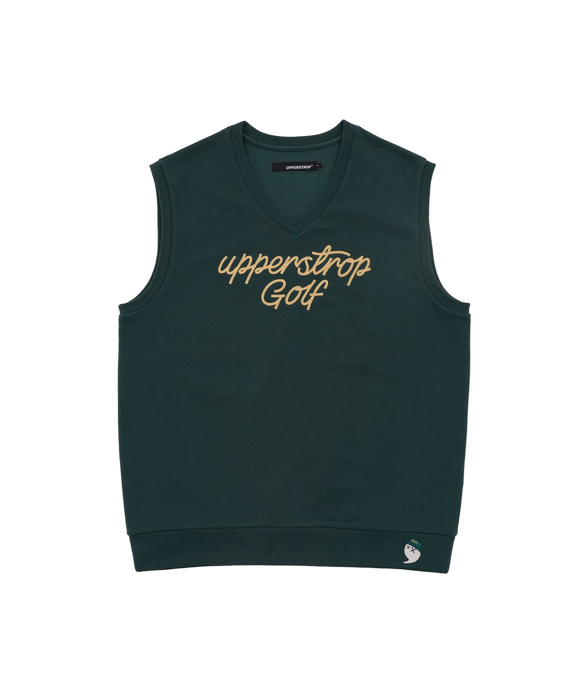 어퍼스트롭 골프(UPPERSTROP GOLF) [UP3107] UPST GOLF 레터링 로고 브이넥 베스트 그린