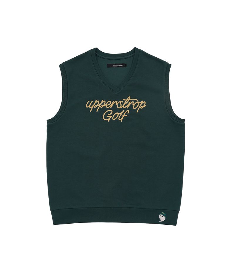 [UP3107] UPST GOLF 레터링 로고 브이넥 베스트 그린