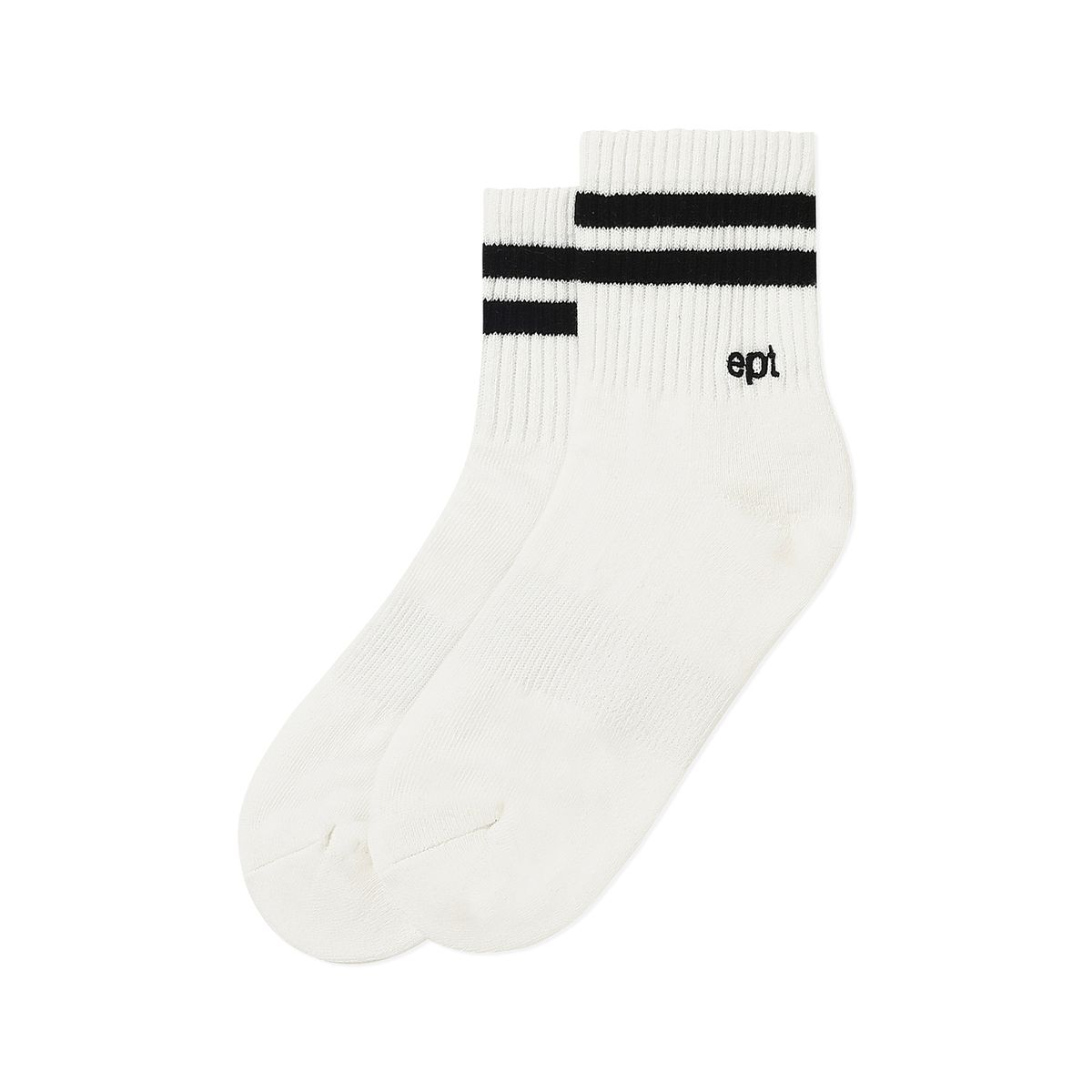 이피티(EPT) SHORT STRIPE LOGO SOCKS (WHITE/BLACK)