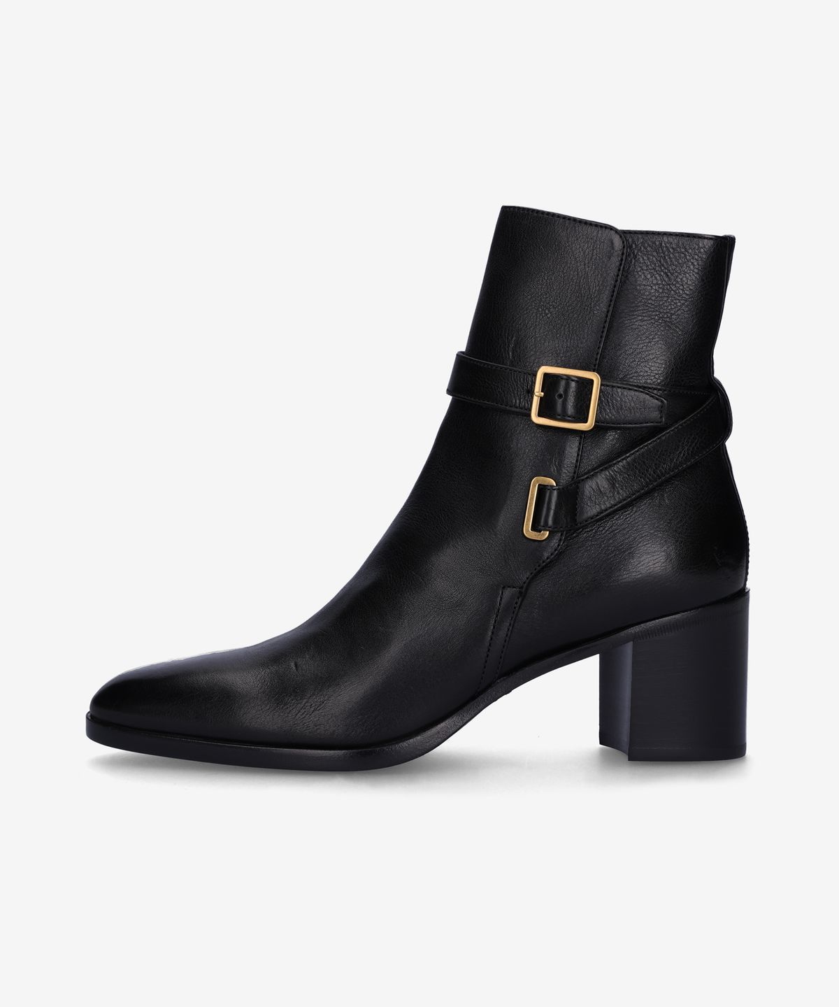 생로랑(SAINT LAURENT) 도리나 버클 스트랩 앵클 부츠 - 블랙 / 75594725V001000