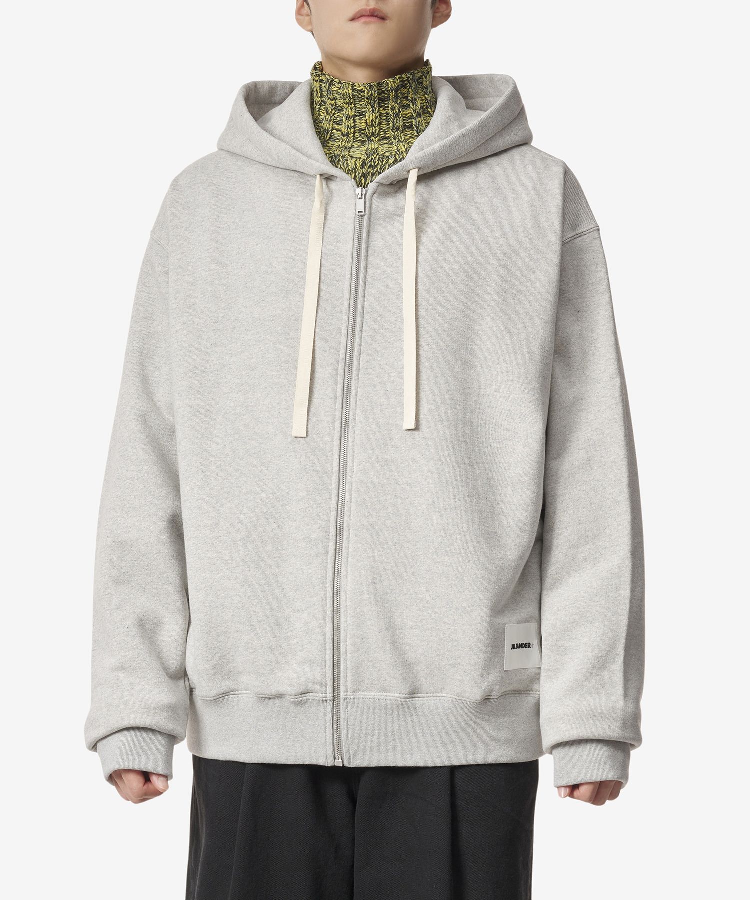 MUSINSA公式 | JIL SANDER Men's Logo Zip-Up Hoodie - Gray