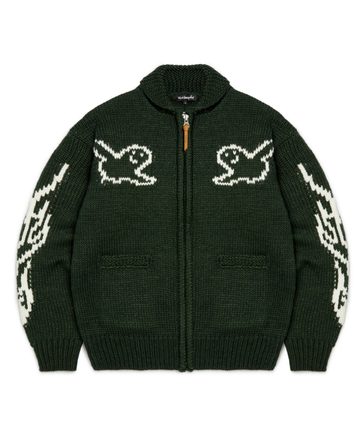 마크곤잘레스(MARK GONZALES) MG COWICHAN ZIP-UP KNIT JACKET - GREEN