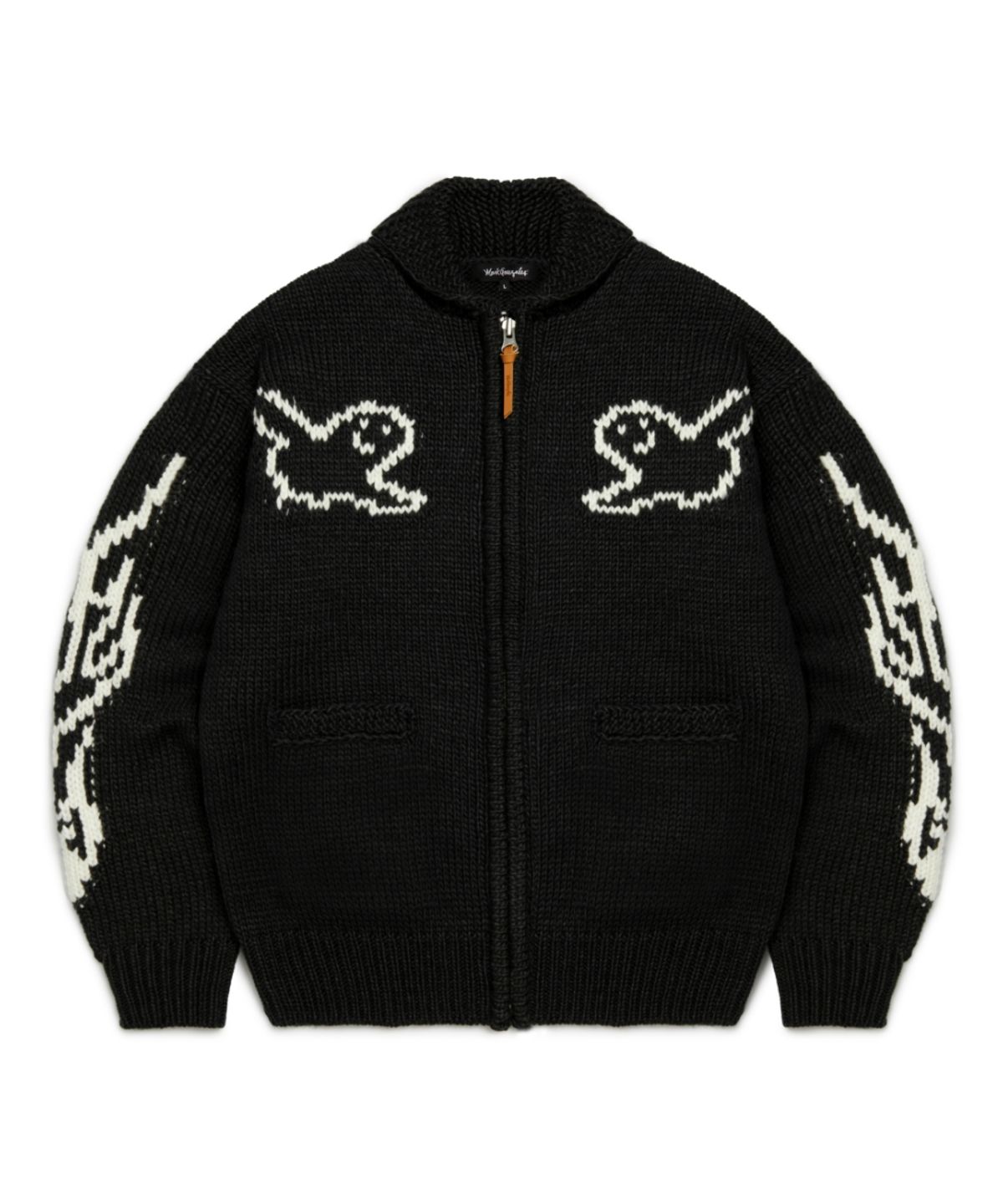 마크곤잘레스(MARK GONZALES) MG COWICHAN ZIP-UP KNIT JACKET - BLACK