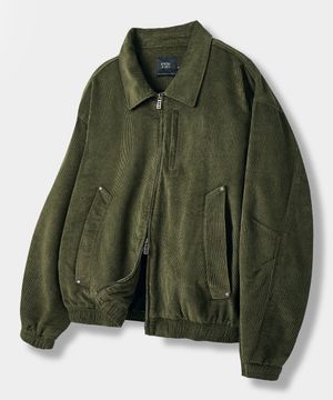 2WAY 크롭 코듀로이 드리즐러 자켓_올리브