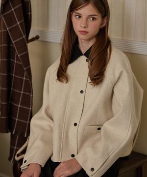 울  카라 하프 자켓 오트밀