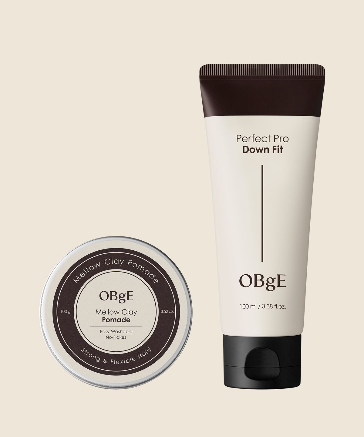 오브제(OBGE) 멜로우 클레이 포마드 + 퍼펙트 프로 다운핏 세트