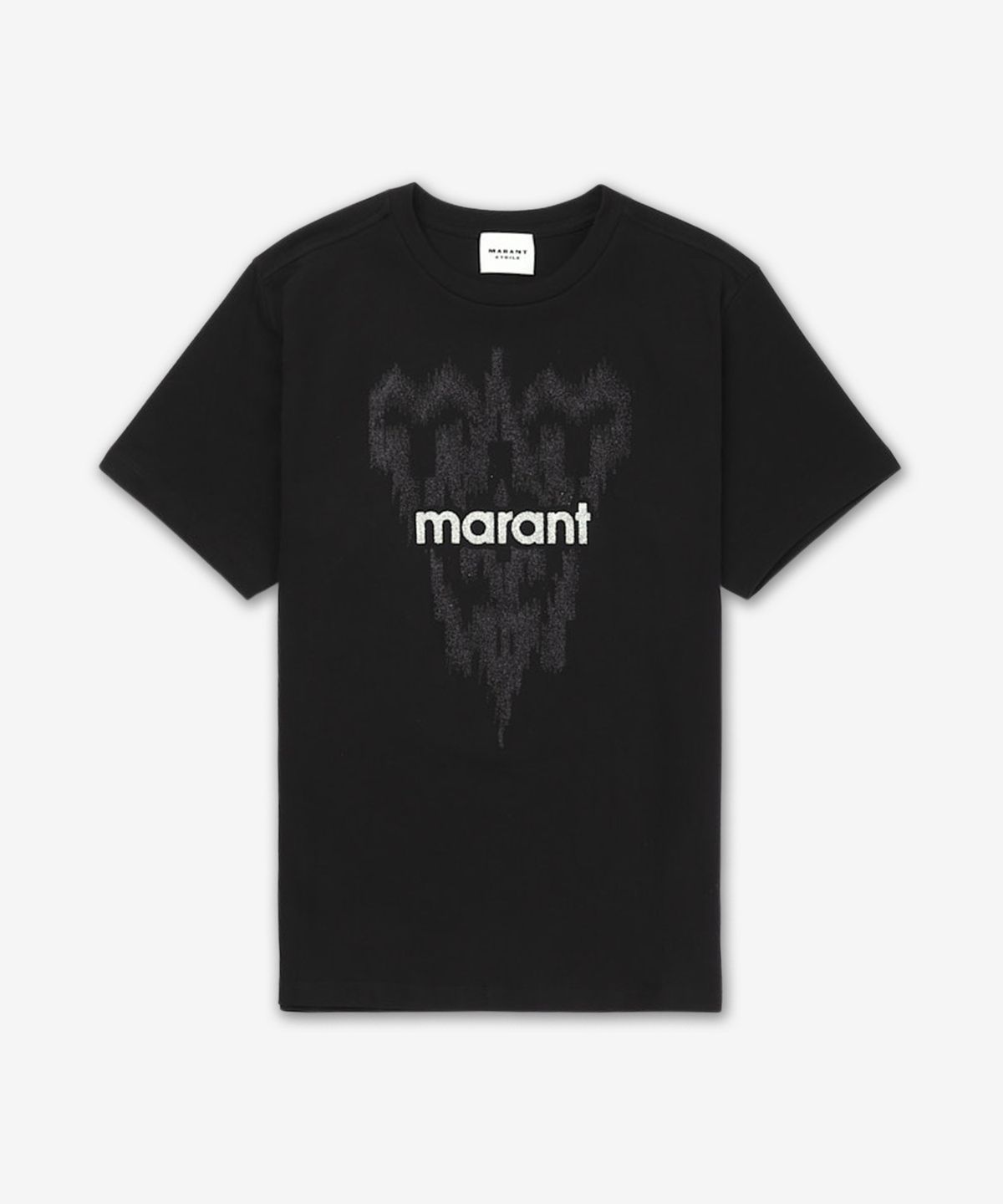 이자벨마랑(ISABEL MARANT) 여성 즈웰 글리터 프린트 반팔 티셔츠 - 블랙 / TS0001FAA1N88E01BK
