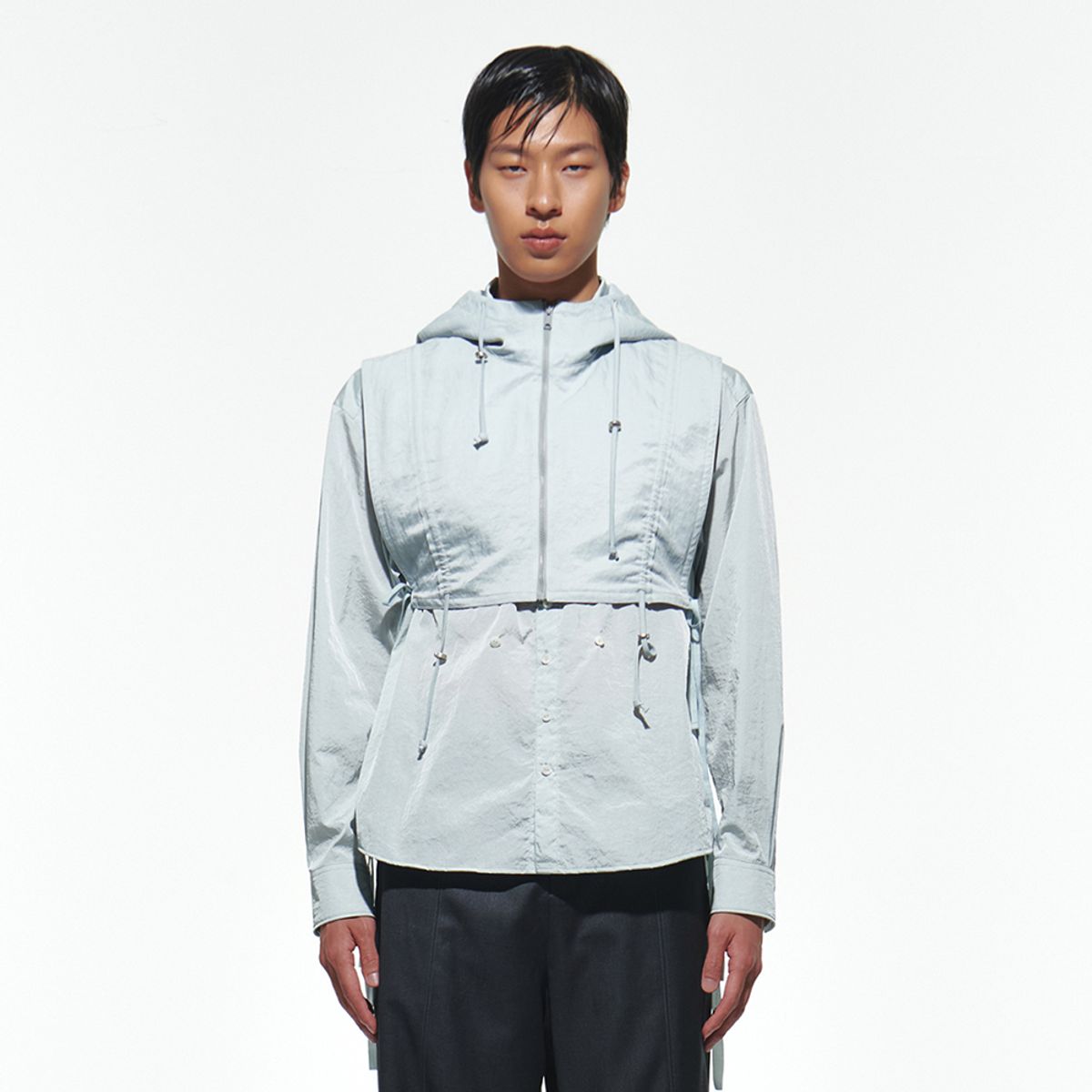 이어스트(EERST) Open Hooded Vest [Pale Blue]