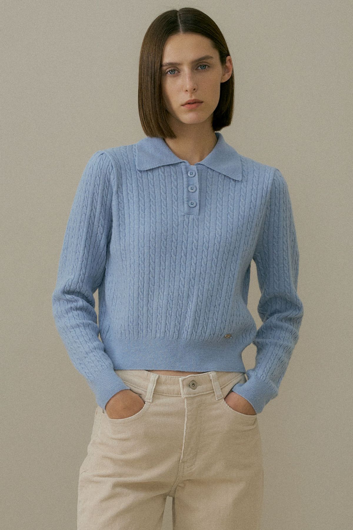 더페니(THE PENNY) WOOL COLLAR CABLE KNIT