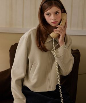 울 블루종 숏 자켓 아이보리