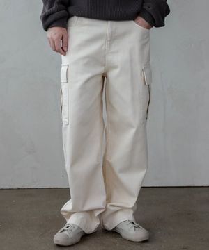 세미와이드 카고 코튼팬츠 크림