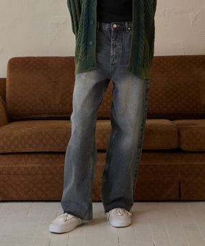 빈티지 워시드 블루 데님