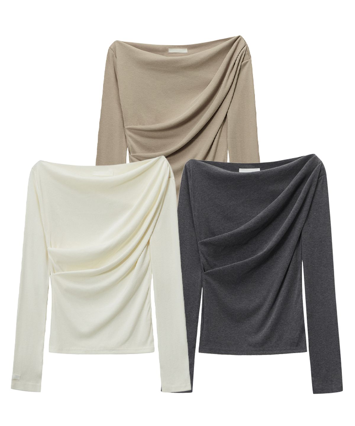 캔버스(CNVS) 캔버스 보트넥 드레이핑 긴팔 티셔츠_(3 Colors)