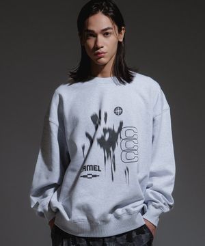 CCC 핸드 프린팅 스웨트셔츠(애쉬그레이)