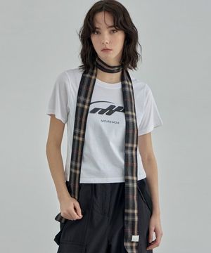 mini Classic Check wool muffler-Charcoal