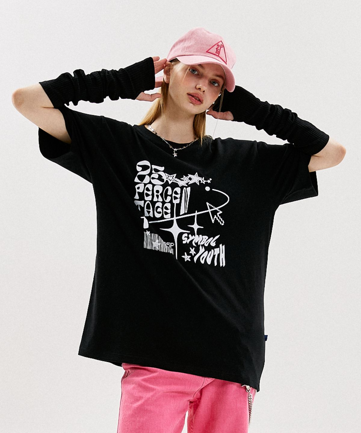 이십오퍼센테이지(25PERCENTAGE) 25P 심볼 유스 반팔 티셔츠 25PU3MTS02BK