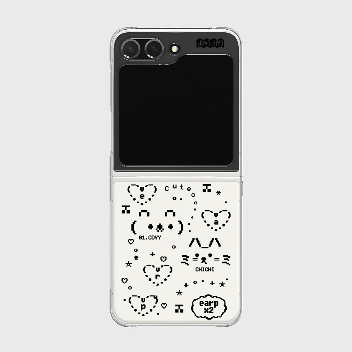 어프어프(EARPEARP) EMOJI COVY CHICHI-BLACK(Z플립-클리어하드)