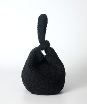 Wool dumpling wrist bag - Black