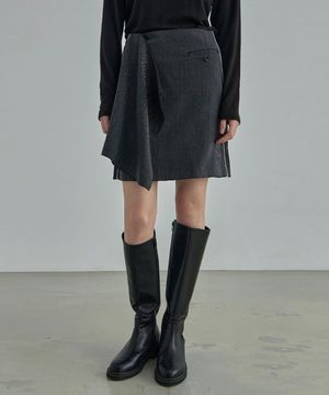 mono nylon wrap skirt - black