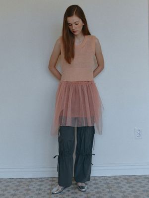 STRING WIDE PANTS_DARK GREY