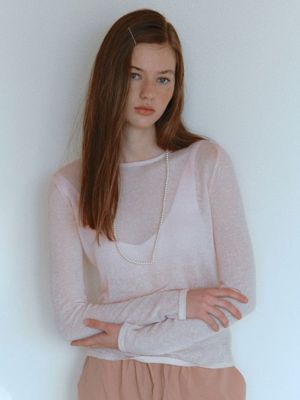 SHEER KNIT TOP_LIGHT PINK