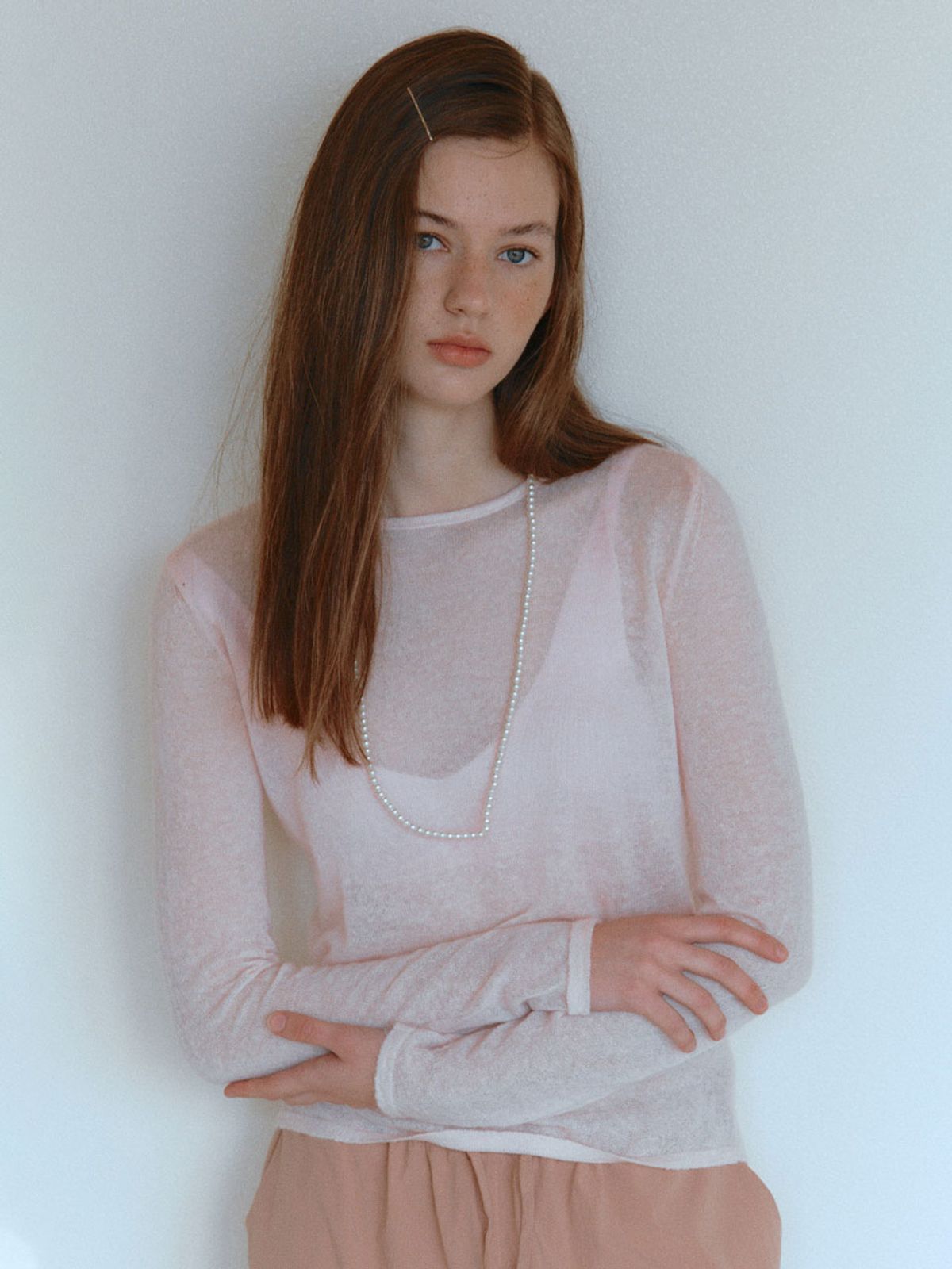 셀리테일즈(CELITAILS) SHEER KNIT TOP_LIGHT PINK