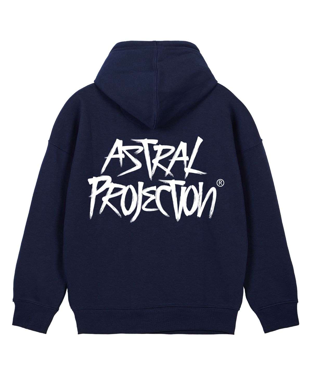 아스트랄 프로젝션(ASTRAL PROJECTION) 그래피티 레터링 오버핏 와이드 숄더 후디_네이비