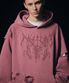 Destroyed Pigment Goat Pullover Hood - Red