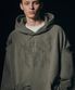 Destroyed Pigment Goat Pullover Hood - Khaki