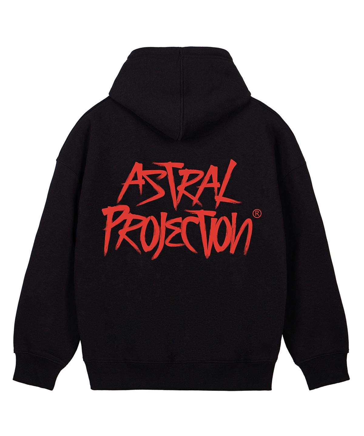 아스트랄 프로젝션(ASTRAL PROJECTION) 그래피티 레터링 오버핏 와이드 숄더 후디_블랙