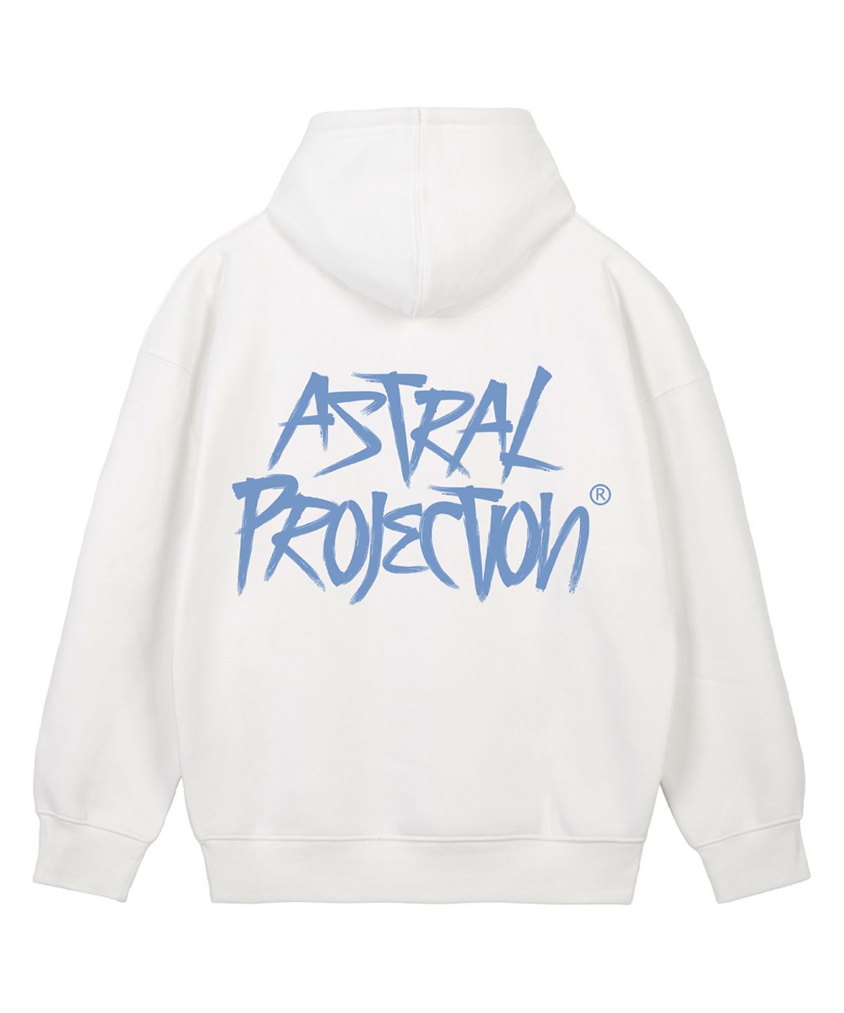 아스트랄 프로젝션(ASTRAL PROJECTION) 그래피티 레터링 오버핏 와이드 숄더 후디_화이트