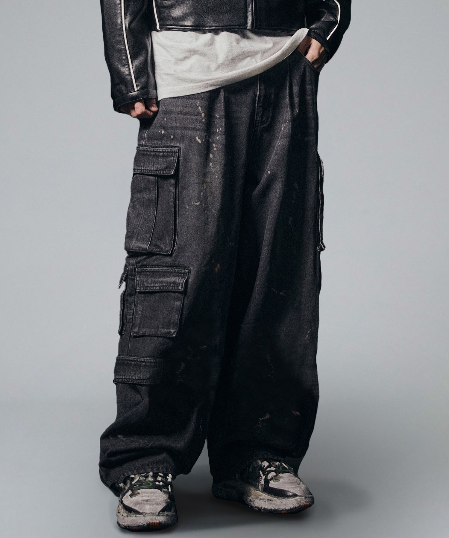 【NOT4NERD】Dirty Wash Multi Cargo Denim Pants ★3色 MUSINSA | NOT4NERD Dirty Wash Multi Cargo Denim Pants - Black