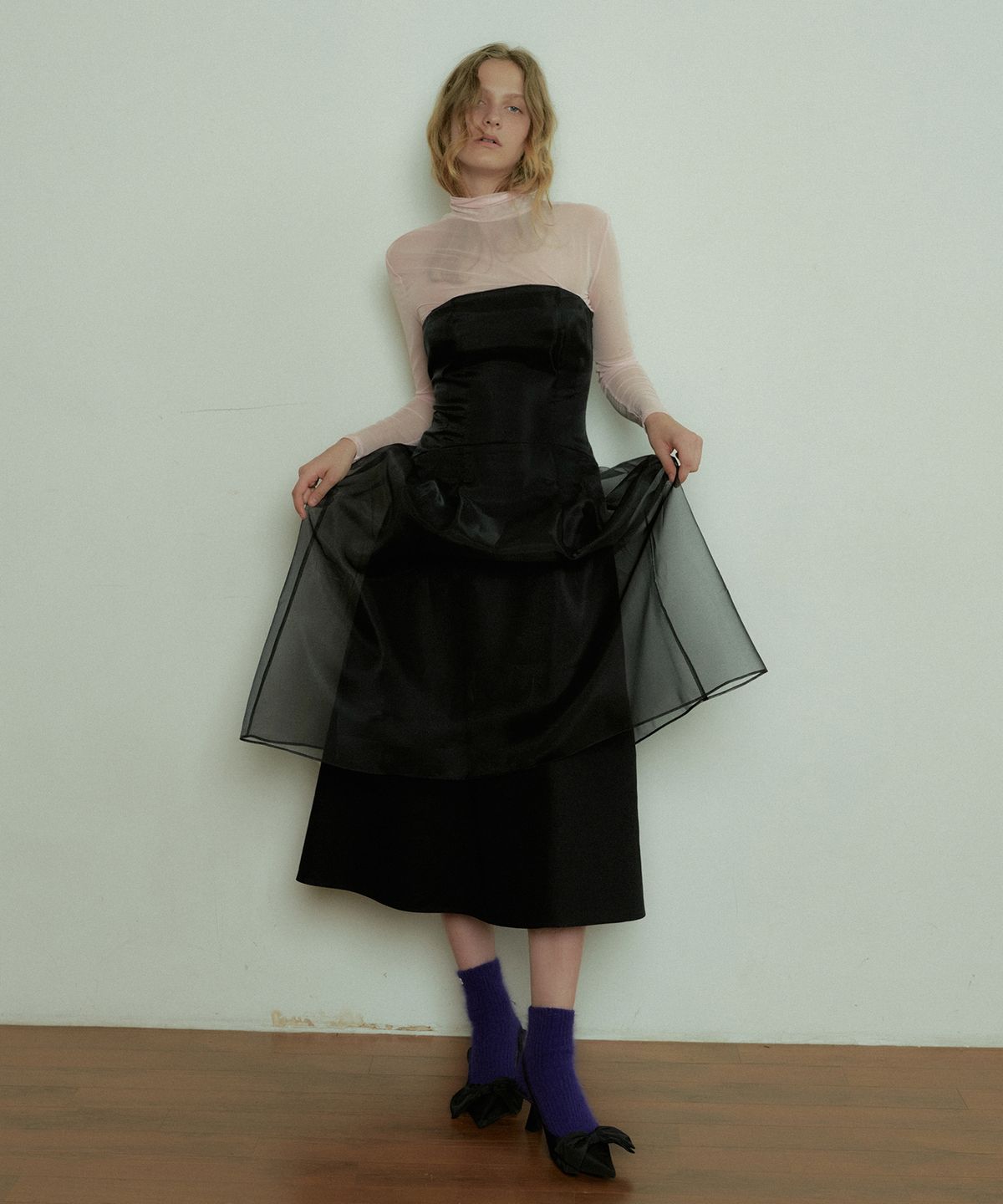 오버듀플레어(OVERDUEFLAIR) TUBE TOP ORGANZA DRESS_BLACK