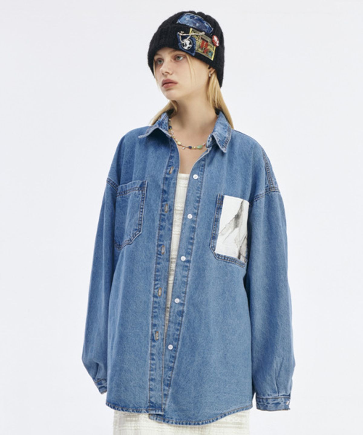 그레이티스트(THE GREATEST) Patch Denim Shirt