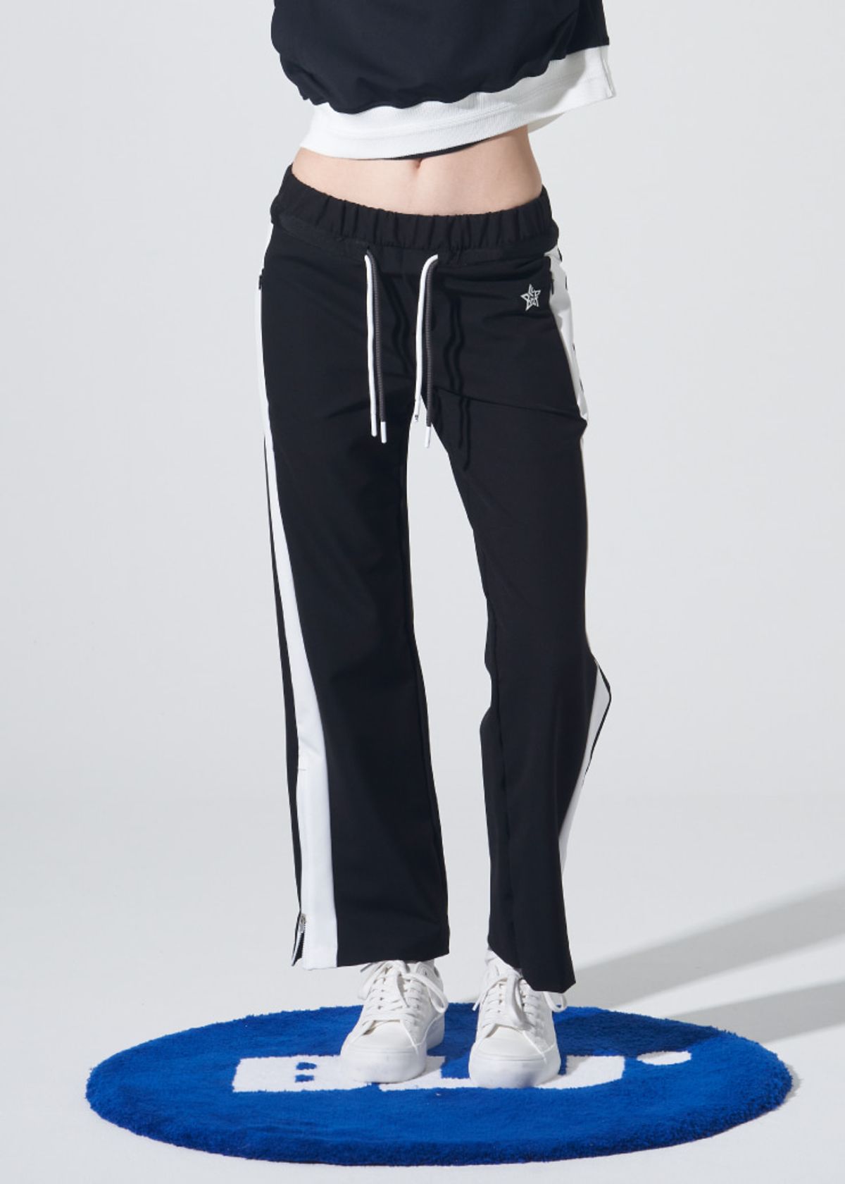 블루닷(BLUDOT) 사이드 포인트 스트레이트 팬츠_BK