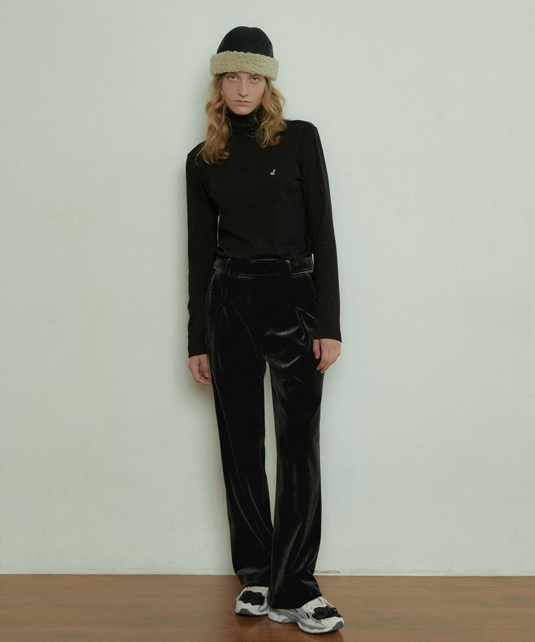 VELVET LOW WIDE PANTS_BLACK
