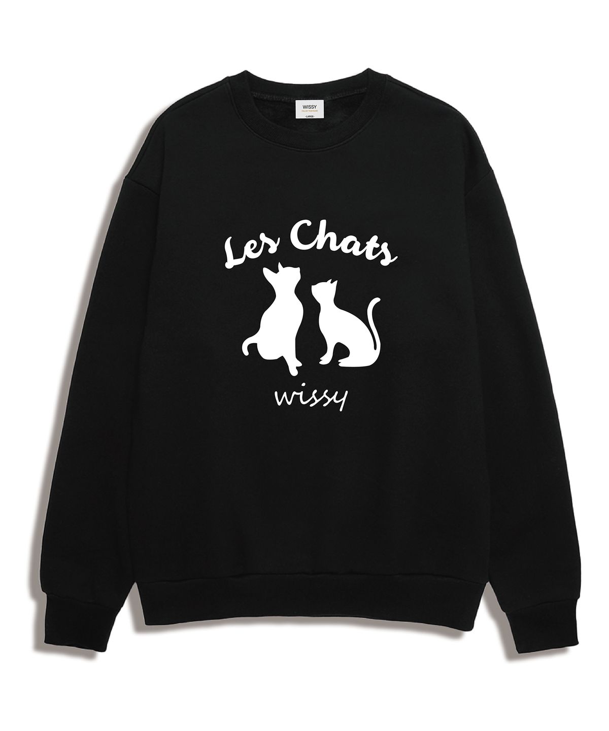 위씨(WISSY) Les Chats 오버핏 맨투맨 (WLS001) 블랙
