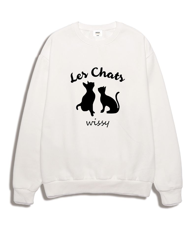 Les Chats 오버핏 맨투맨 (WLS001) 화이트