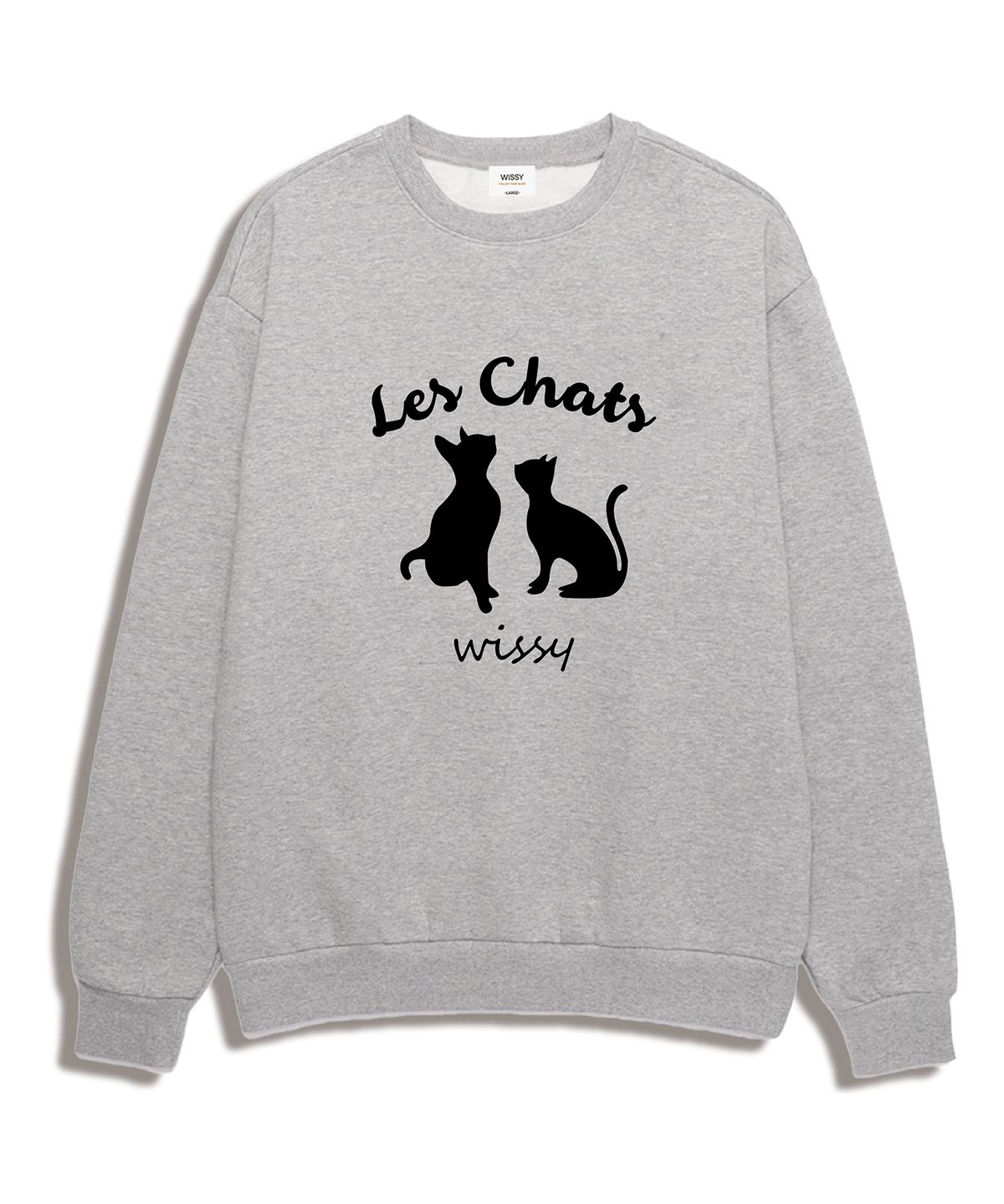 위씨(WISSY) Les Chats 오버핏 맨투맨 (WLS001) 멜란지그레이