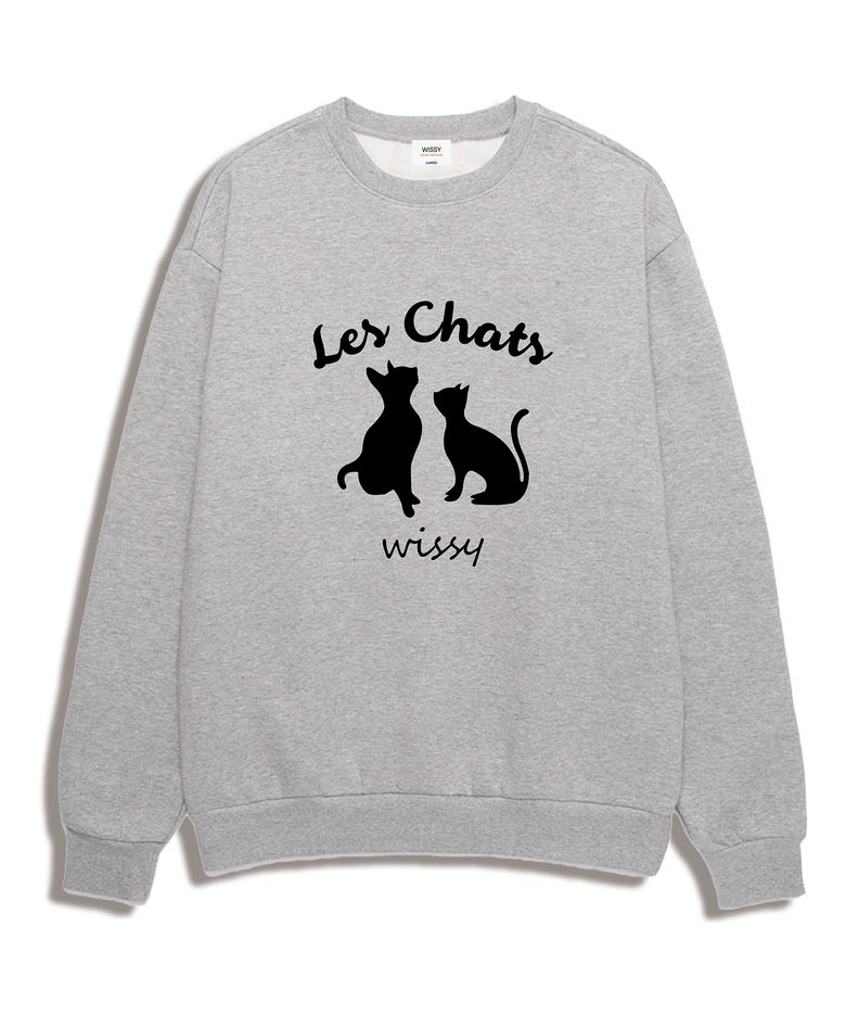 Les Chats 오버핏 맨투맨 (WLS001) 멜란지그레이